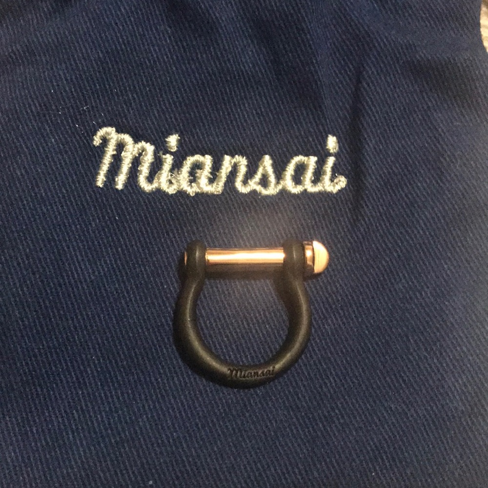 Miansai Black and Rose Gold D-Shackle Ring